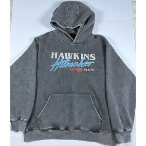 Stranger Things Hawkins Hitmaker Hoodie Netflix Primark Fleece Gray Adult 2XL